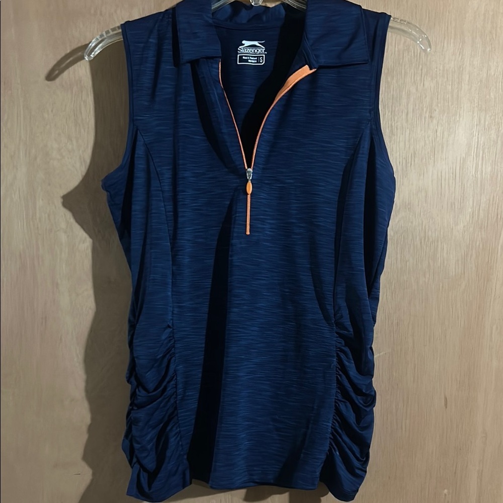NWT Slazenger Blue Sleeveless Tank Top with Gold Zipper